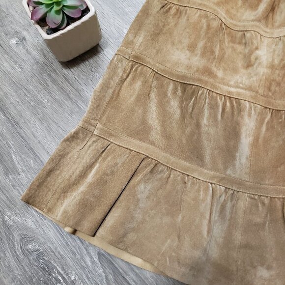 Anne-x Vintage Tiered Boho Suede Skirt Sz 2 Small - Picture 4 of 5